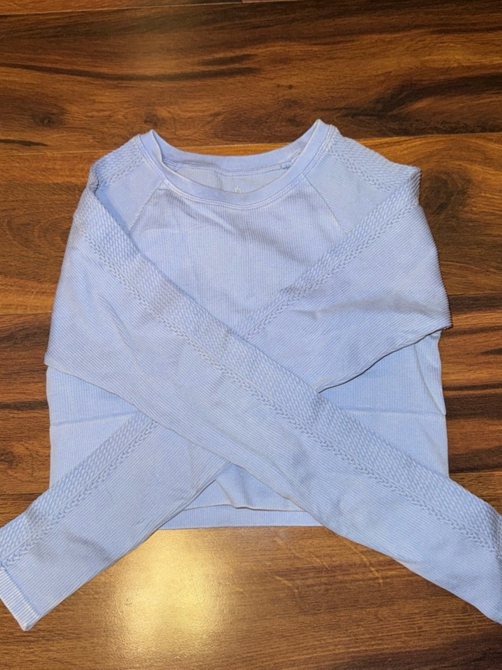 aerie Blue Ribbed Crewneck Long Sleeve Top